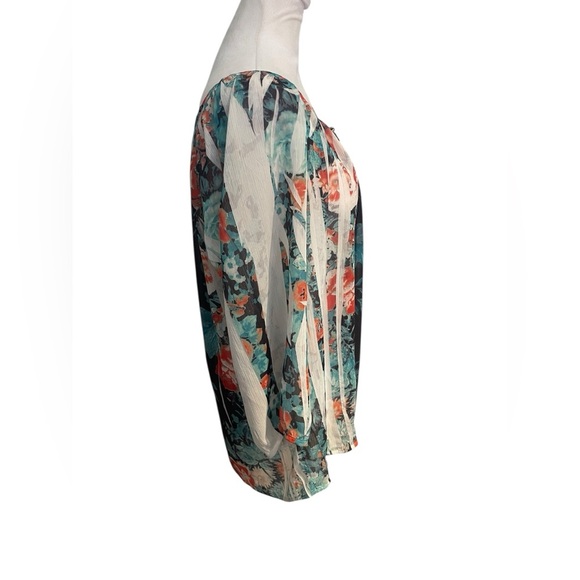 AGB XL Lightweight Sheer Floral Tunic Blouse Romantic Boho Lightweight Top - Picture 4 of 4